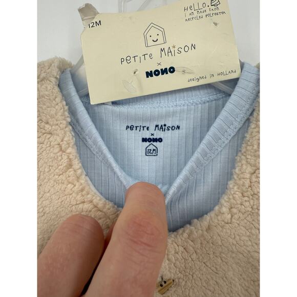 NWT Petite Mason X NONO Infant 3 Piece Set Top Bottoms Teddy Sherpa Vest 12M - Picture 4 of 8